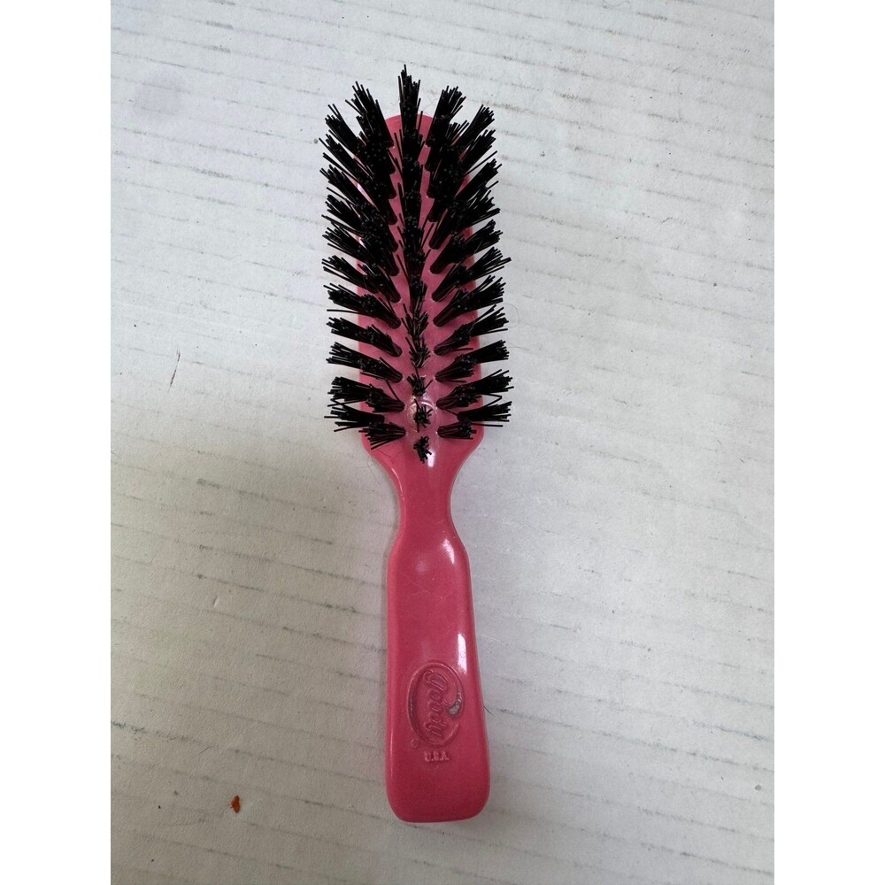 Vintage 80s Goody Pink Plastic Hairbrush Comb Detangling Nylon Bristles 6”
